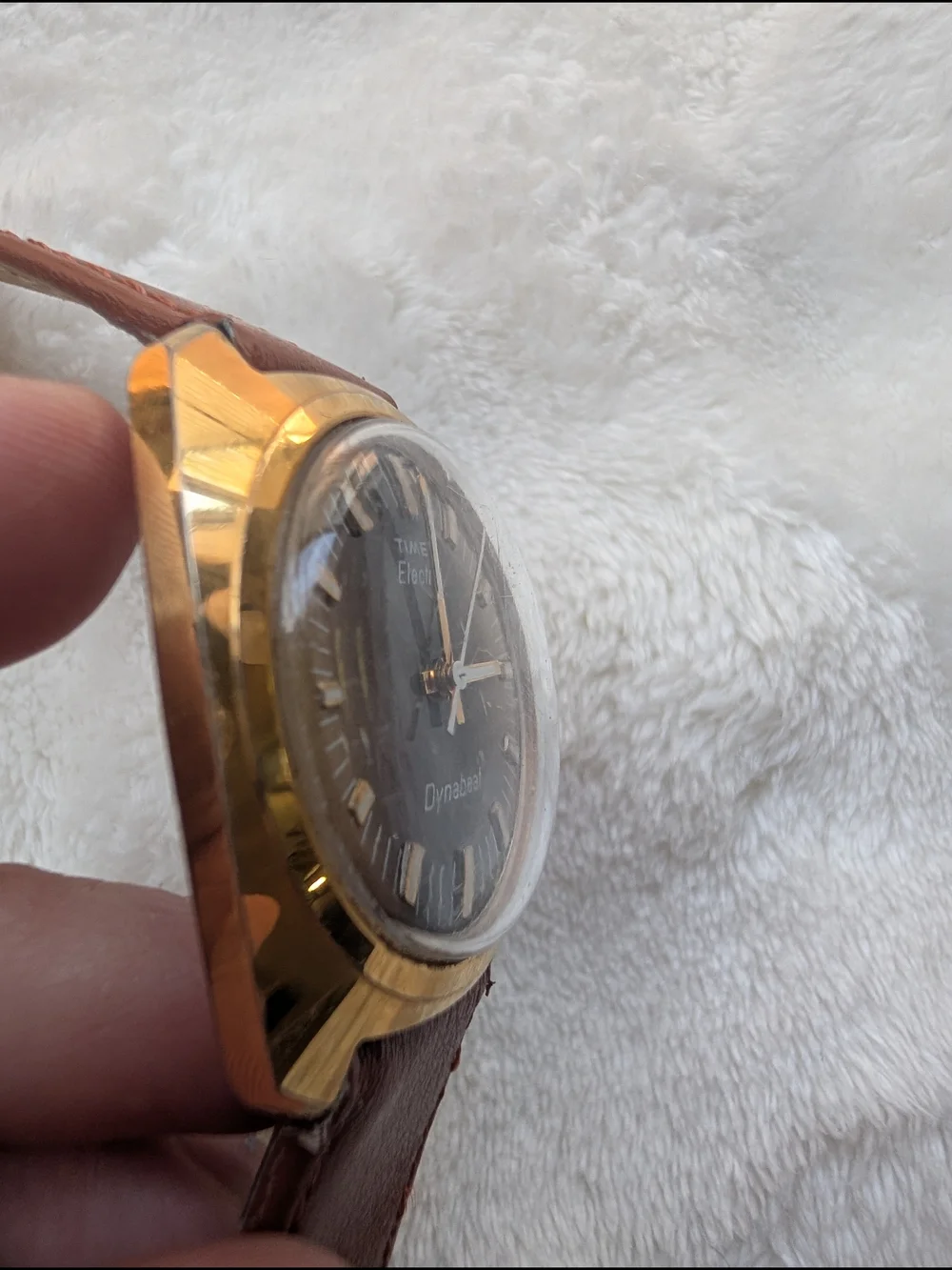 Vintage Timex Electric Dynabeat Brown Dial Gold Tone Men’s Watch Parts Repair